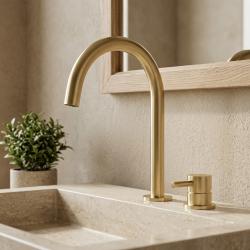 Aquanello Eterna Mitigeur de lavabo à 2 trous, doré brossé, ET1200-60